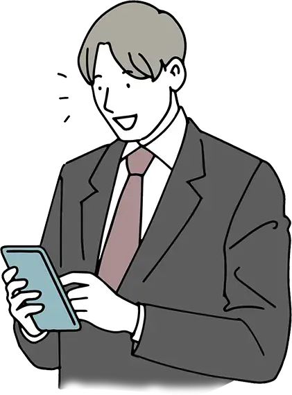 スマートフォンを持つ男性のイラスト